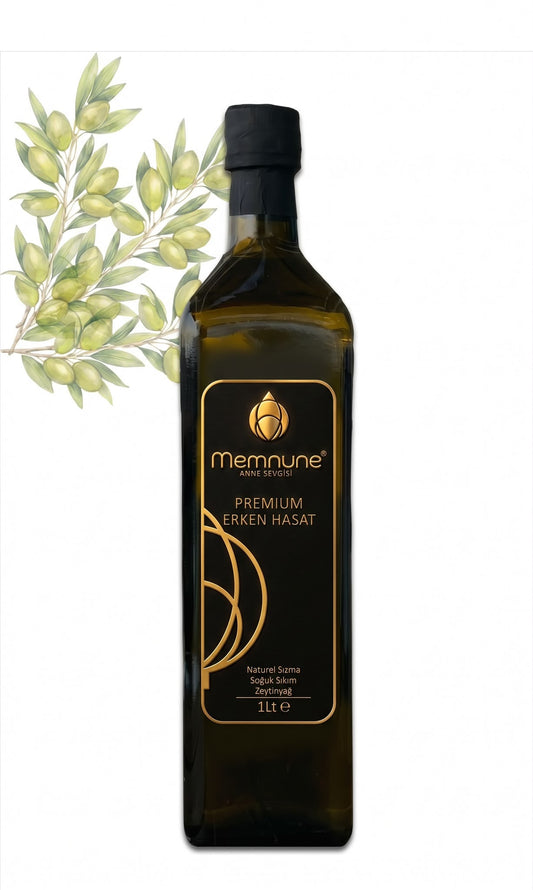 Premium Erken Hasat Zeytinyağı Filtreli Berrak 1LT Cam Şişe (Ege, Salihli)