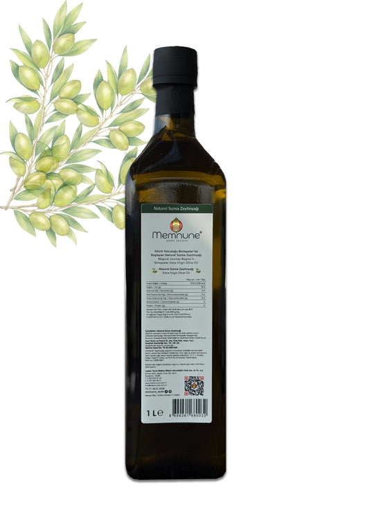 Memnune 1Lt Cam Şişe Zeytinyağ Arkadan Görünüş