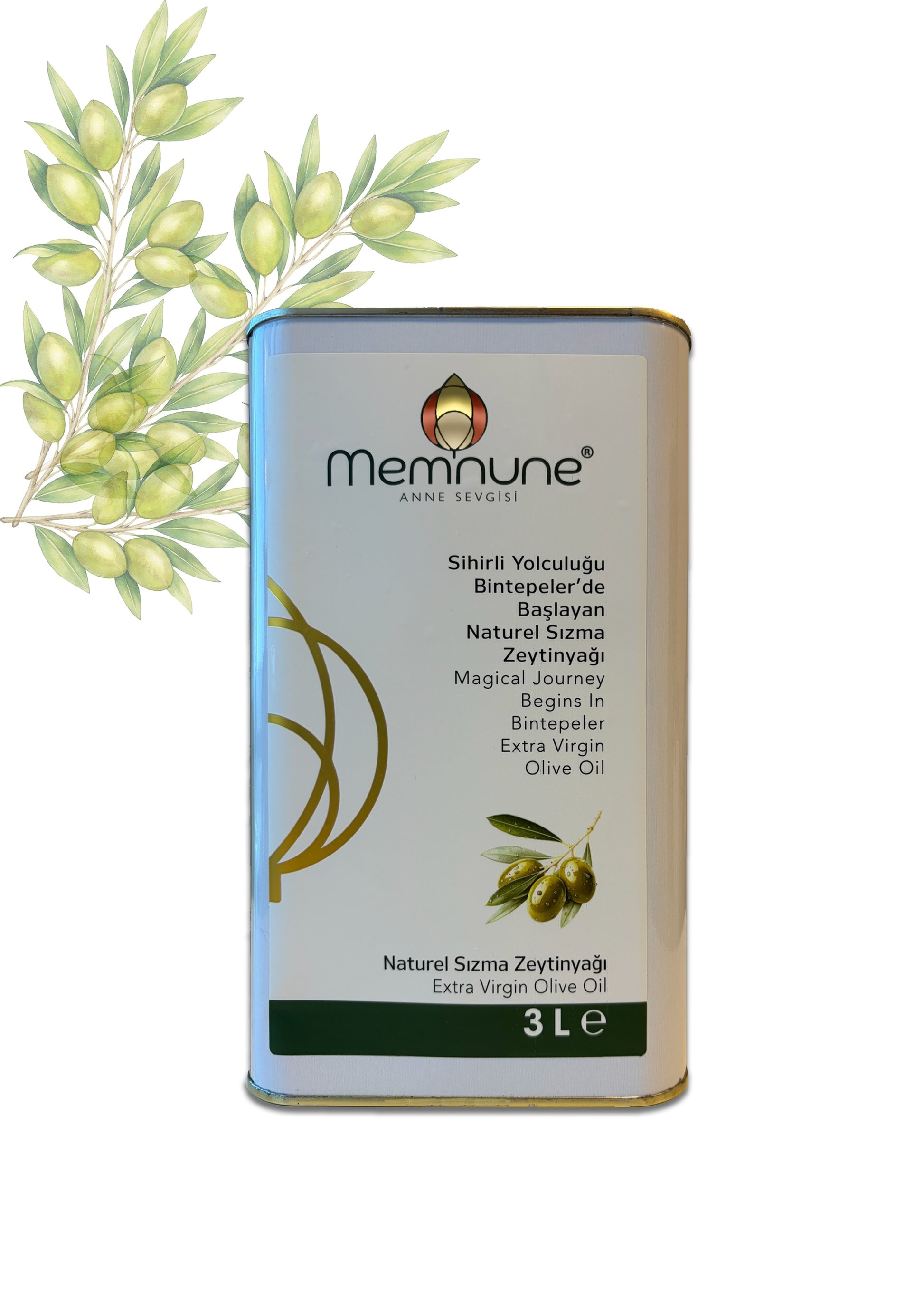 Memnune 3Lt Teneke Zeytinyağ Önden Görünüş