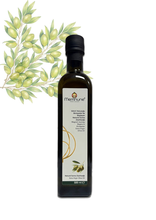 Memnune 500ml Cam Şişe Zeytinyağ Önden Görünüş